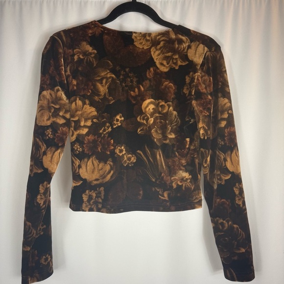 Moda Int’l vintage floral crop top 90’s Y2K velvet Ruched top Size: M - Picture 5 of 8